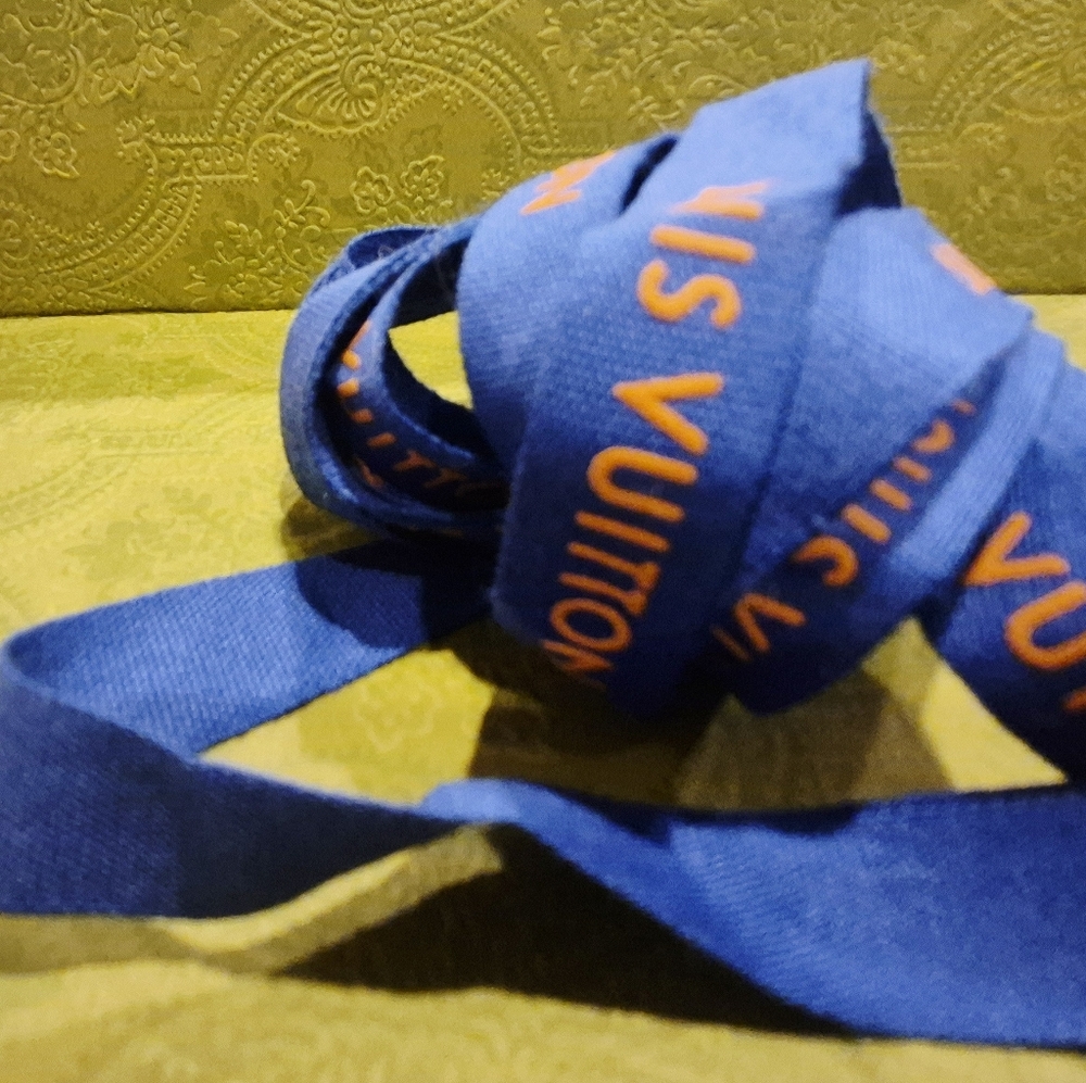 #4 Louis Vuitton Blue and Orange Luxury Ribbon  78x0.5  Gift Wrapping Hair Tie